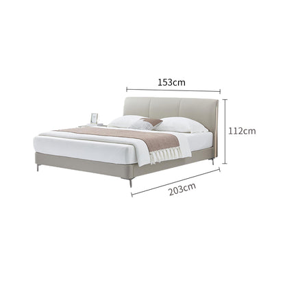 Genuine Leather/Elephant Gray/Solid Wood Bed/With Lights/153/183
