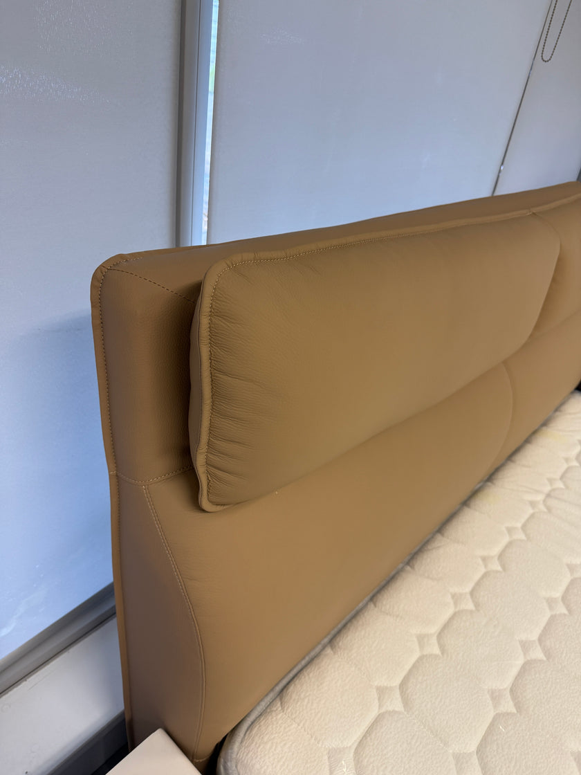 Pre Sale Leather/Brown/Soft-Covered/Solid Wood/Soft Bed/153/183