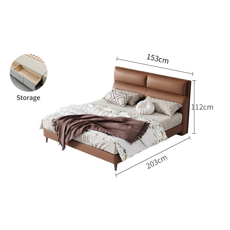 Pre Sale Leather/Brown/Soft-Covered/Solid Wood/Soft Bed/153/183