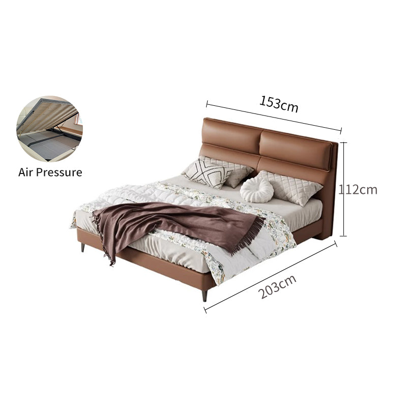 Pre Sale Leather/Brown/Soft-Covered/Solid Wood/Soft Bed/153/183