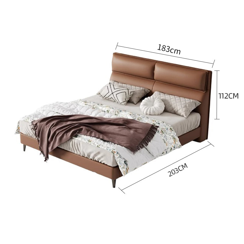 Pre Sale Leather/Brown/Soft-Covered/Solid Wood/Soft Bed/153/183