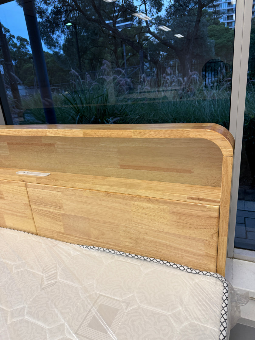 Wood Single Bed with Headboard Storage Cabinet/153