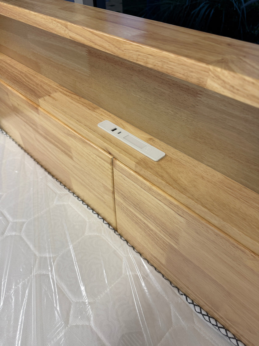 Wood Single Bed with Headboard Storage Cabinet/153