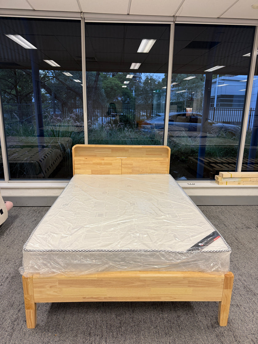 Wood Single Bed with Headboard Storage Cabinet/153