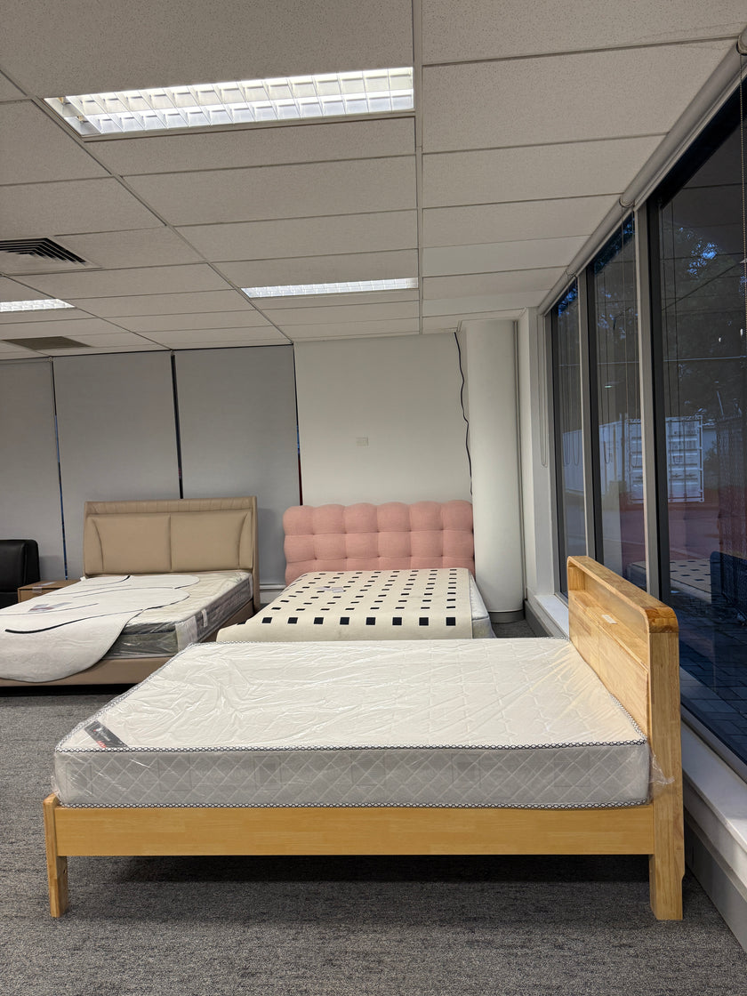 Wood Single Bed with Headboard Storage Cabinet/153