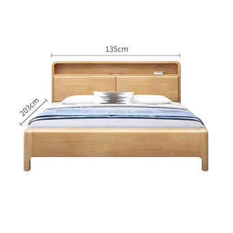 Wood Single Bed with Headboard Storage Cabinet