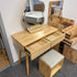 Natural Wood Color Solid Wood Dressing Table with Stool and Mirror