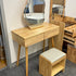 Natural Wood Color Solid Wood Dressing Table with Stool and Mirror