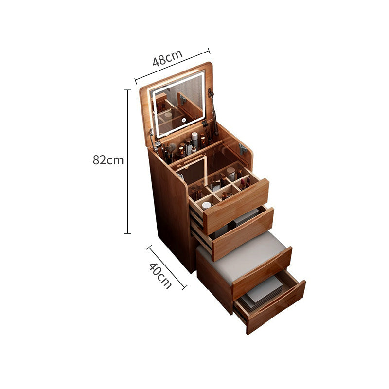 Natural Wood Color Flip-Top Dressing Table
