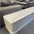 Pre Sale Pure White Stone Panel TV Console with Artisanal Openwork Wood Base