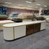 Pre Sale Glacier White Rock Panel TV Console with Solid Wood & Glass Doors