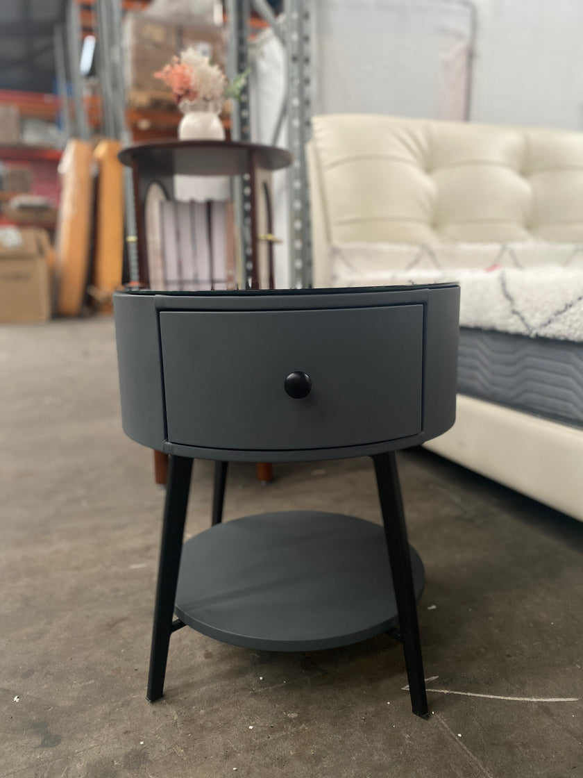 Black Tempered Glass/Countertop/Iron High Cabinet/Bedside Table