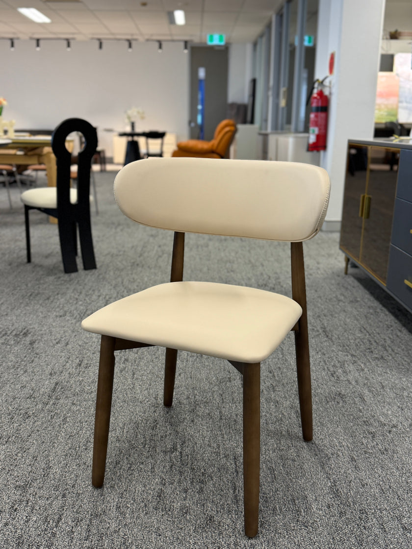 Walnut Horn Chair with Cream Cushion