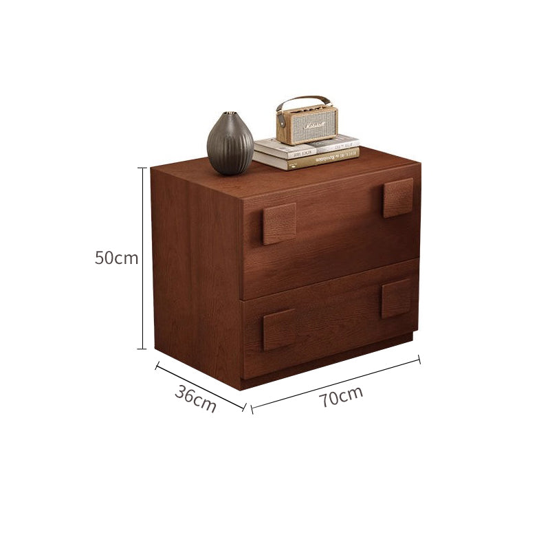 Antique-colored Solid Wood Carmen Nightstand Storage Cabinet In Vintage Style