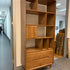 Walnut-Stained Multi-Drawer Ash Wood Bookcase