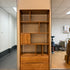 Walnut-Stained Multi-Drawer Ash Wood Bookcase