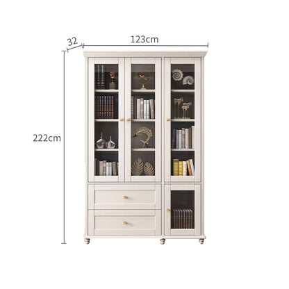 White Bookcase With Doors Modern Bookshelf