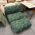 Green Cotton-Linen Molded Foam Bubble Lounge Chair with Ottoman