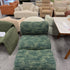 Green Cotton-Linen Molded Foam Bubble Lounge Chair with Ottoman