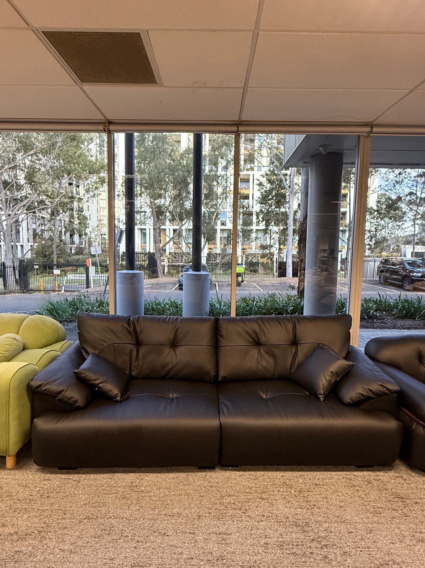 Genuine Leather Straight Sofa Floating Cloud-Style