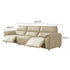 Light Khaki Leather 3-Seater Recliner Sofa with Dual Power