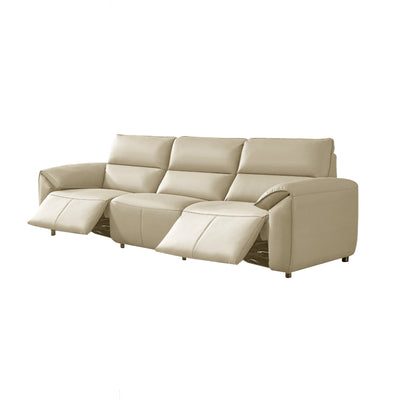 Pre Sale Light Khaki Leather 3-Seater Recliner Sofa with Dual Power