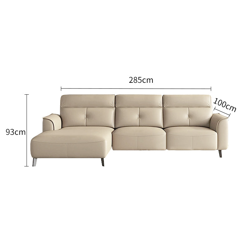 2-3Seater Eco-Leather Chaise Sofa Khaki/Light brown