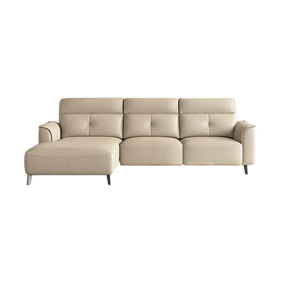 2-3Seater Eco-Leather Chaise Sofa Khaki/Light brown