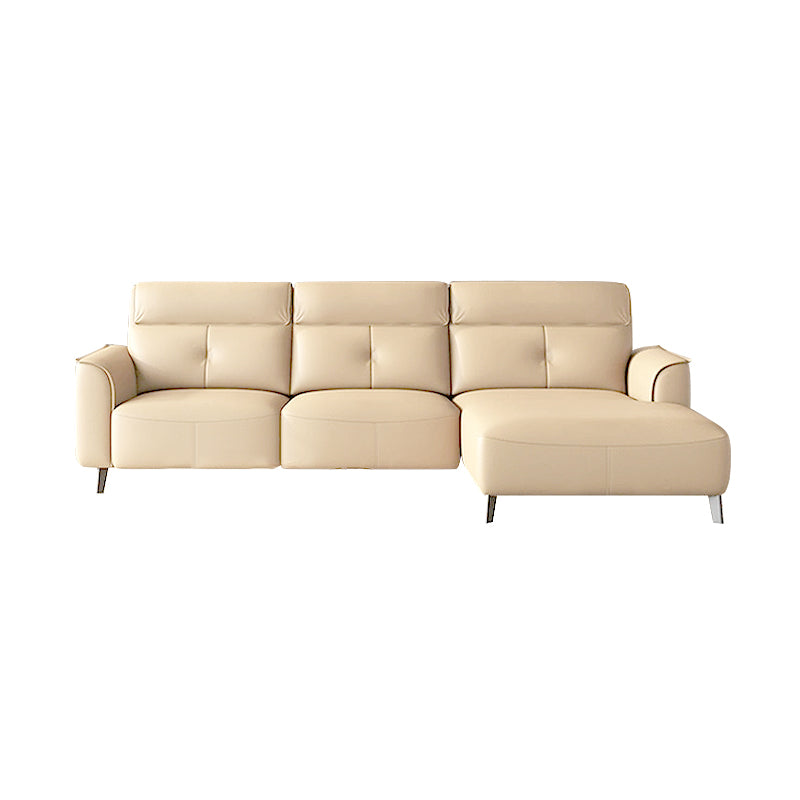 2-3Seater Eco-Leather Chaise Sofa Khaki/Light brown