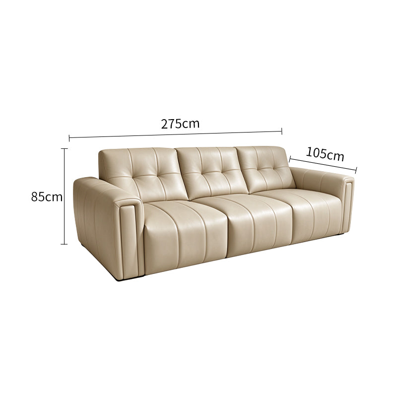 Eco-Leather 3-Seater Electric Extendable Sofa Light Khaki