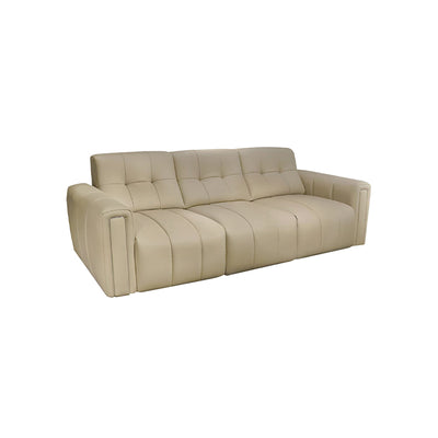 Pre Sale Eco-Leather 3-Seater Electric Extendable Sofa Light Khaki