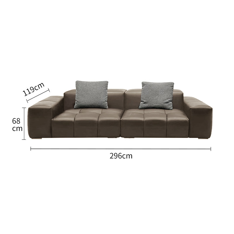 Genuine Leather Pixel-Style Sofa Brown