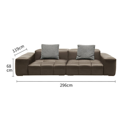Genuine Leather Pixel-Style Sofa Brown