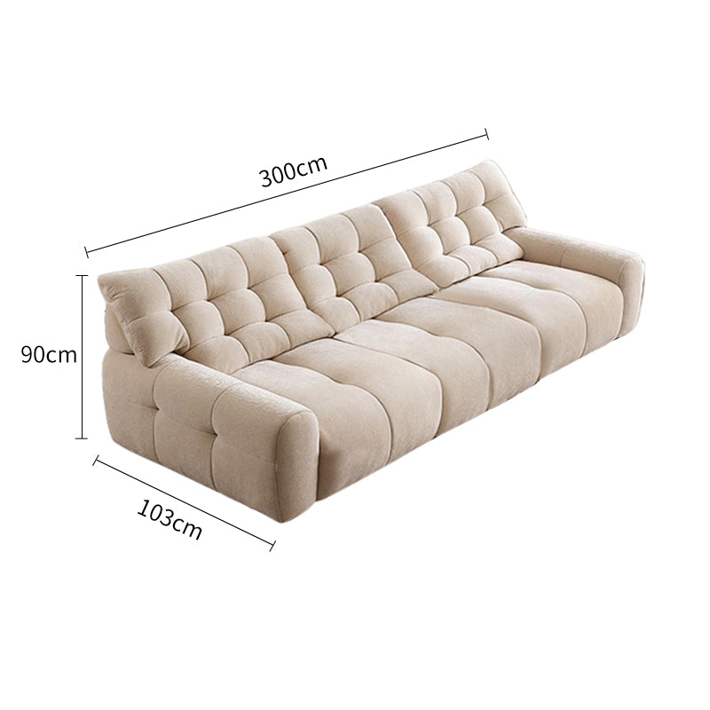 Milky White Chenille Straight 3-4 Seater Sofa