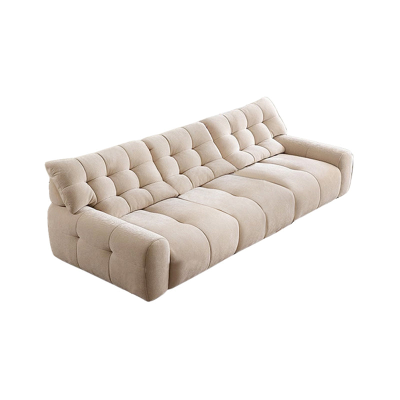Milky White Chenille Straight 3-4 Seater Sofa