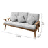 Nordic style beige linen fabric upholstered ash wood three-seater sofa