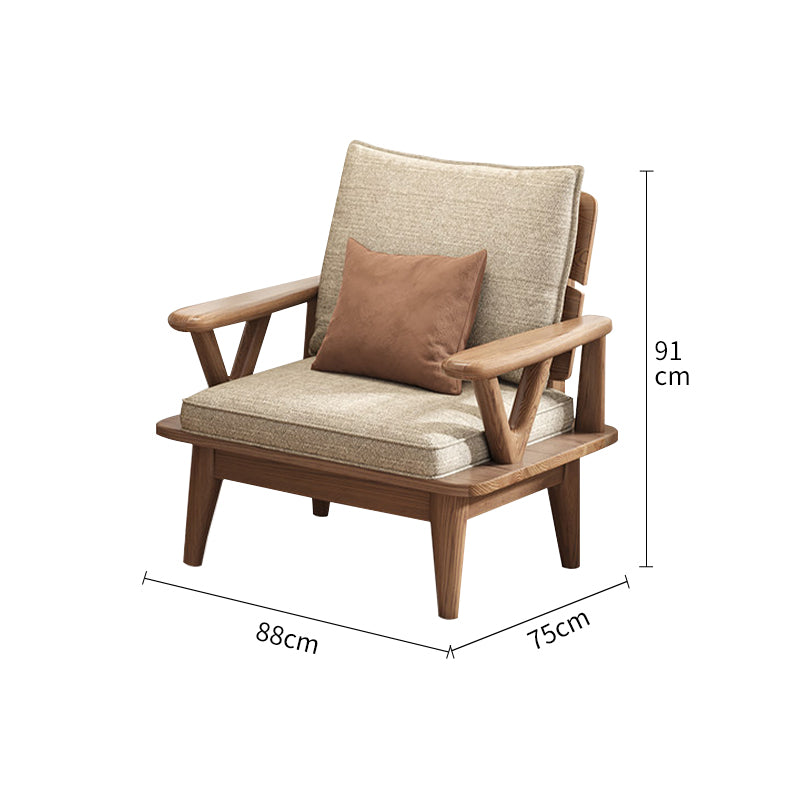 Pre Sale Nordic style beige linen fabric upholstered ash wood three-seater sofa