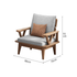 Nordic style beige linen fabric upholstered ash wood three-seater sofa