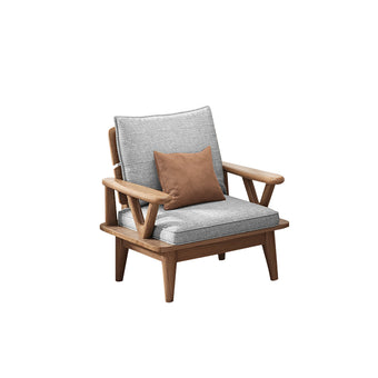 Nordic style beige linen fabric upholstered ash wood three-seater sofa