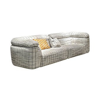 Pre Sale Italian Retro Straight Two-Section High-End White Striped Knitted Fabric Sofa