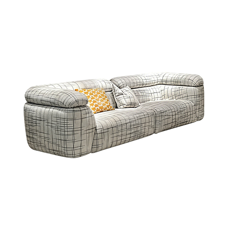Pre Sale Italian Retro Straight Two-Section High-End White Striped Knitted Fabric Sofa