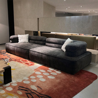 Dark Gray Premium Matte Chenille Italian Modular Straight Block Sofa