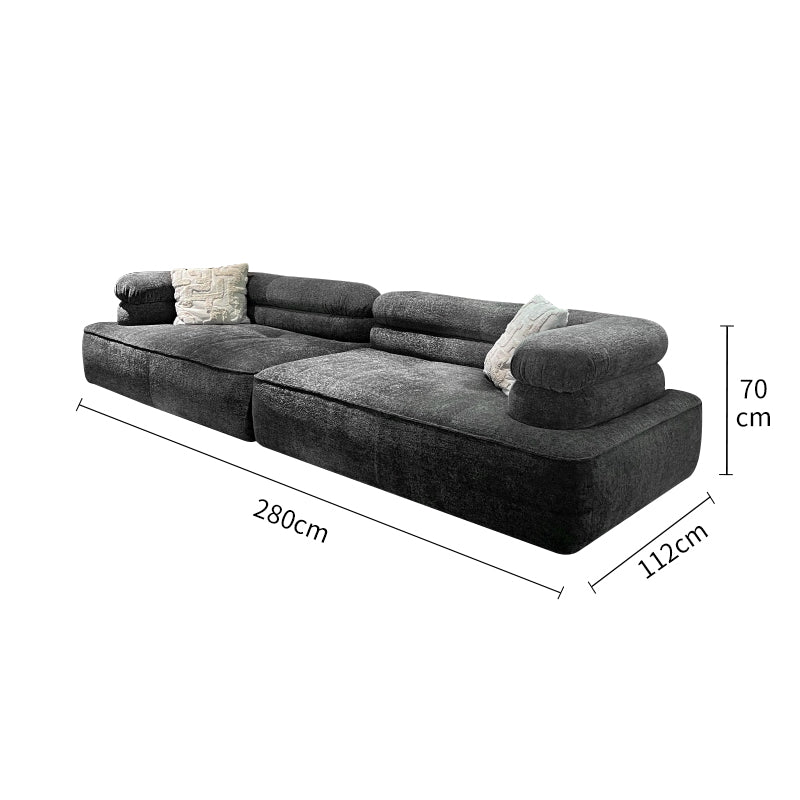 Pre Sale Italian-style straight high-end dark gray knitted fabric sofa with movable backrest