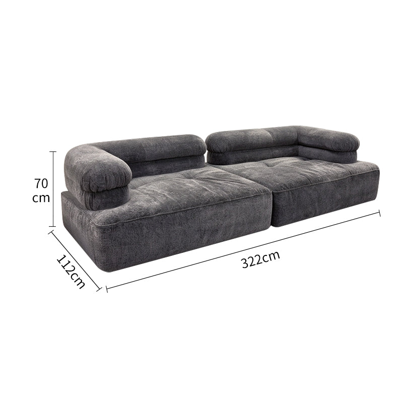Dark Gray Premium Matte Chenille Italian Modular Straight Block Sofa