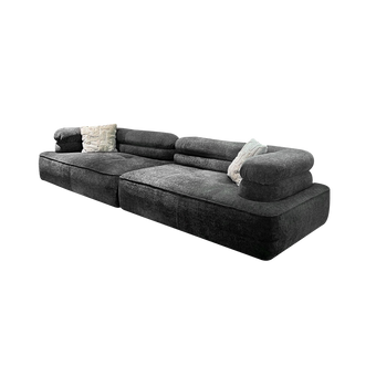 Pre Sale Italian-style straight high-end dark gray knitted fabric sofa with movable backrest
