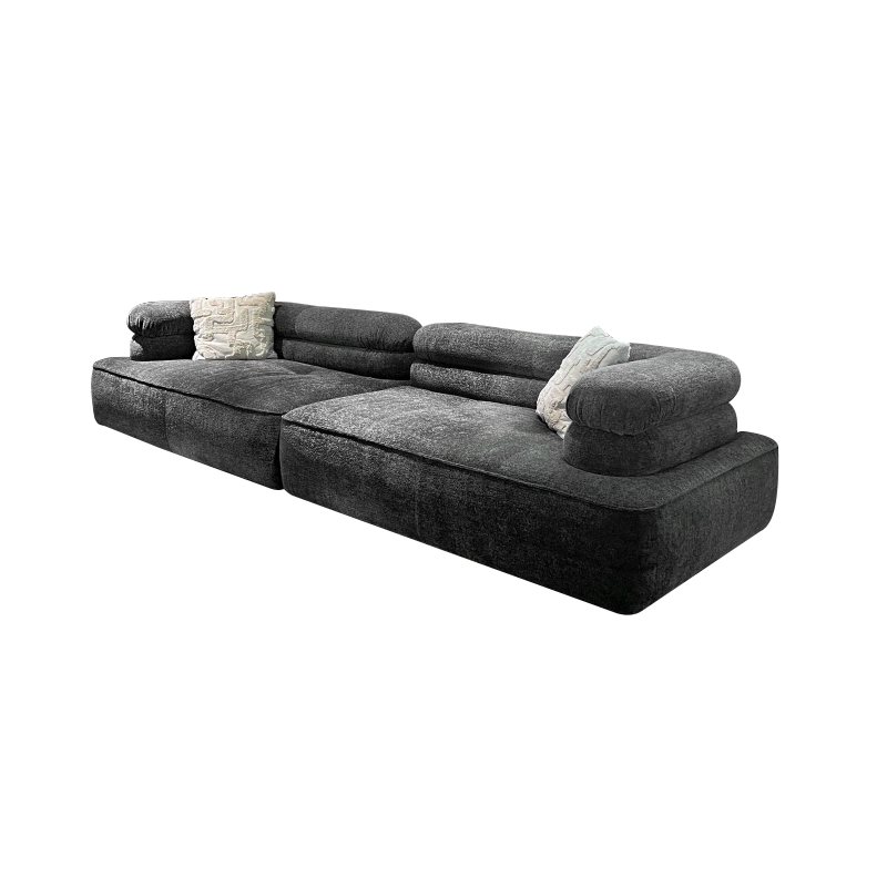 Pre Sale Italian-style straight high-end dark gray knitted fabric sofa with movable backrest