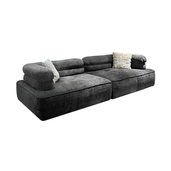 Pre Sale Italian-style straight high-end dark gray knitted fabric sofa with movable backrest