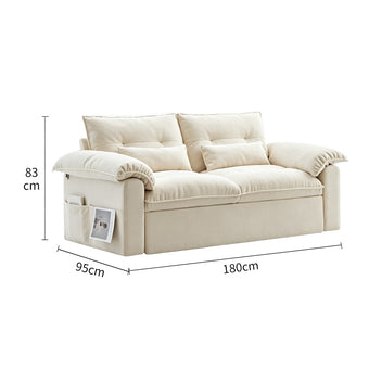 White Velvet 2-in-1 Sofa Bed – Cream Style