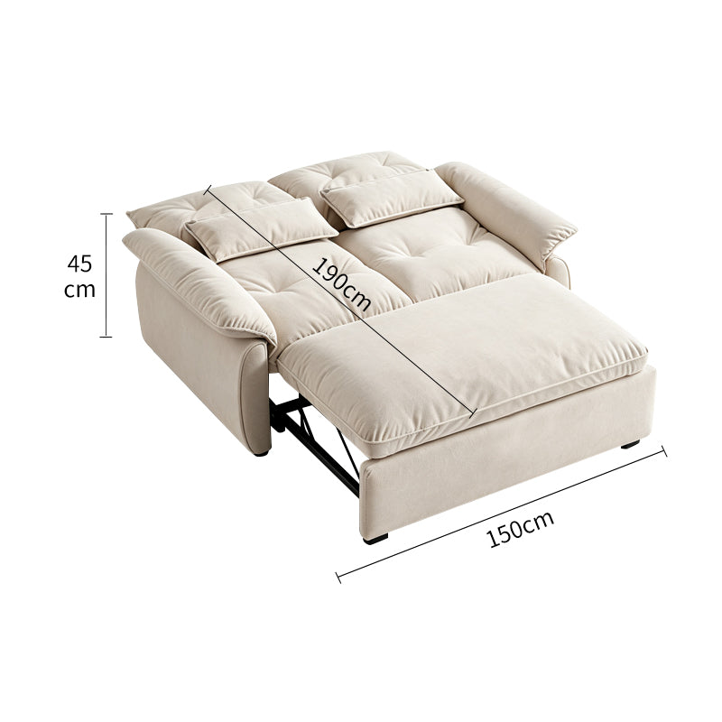 White Velvet 2-in-1 Sofa Bed – Cream Style