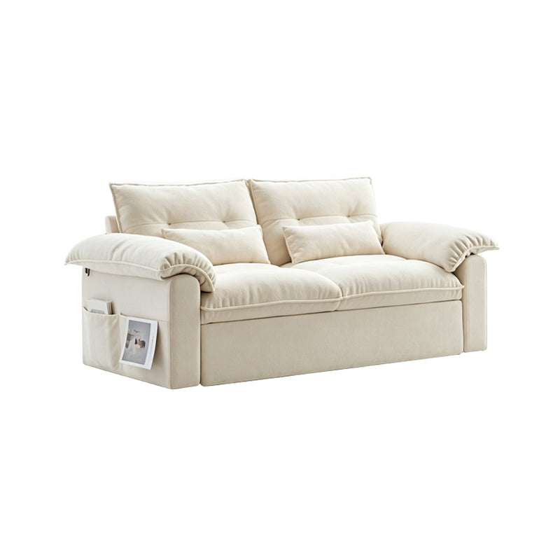 White Velvet 2-in-1 Sofa Bed – Cream Style
